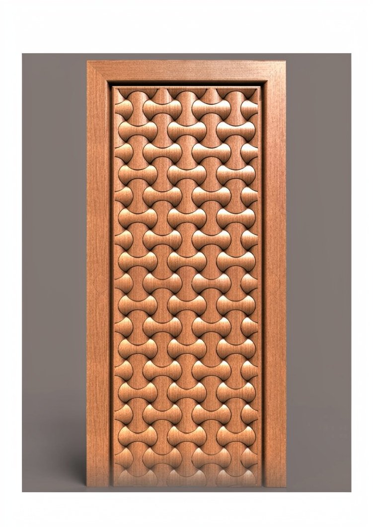 GSK HT - PAGE-03 Geometric Interlocking Pattern Modern Door 3D Model